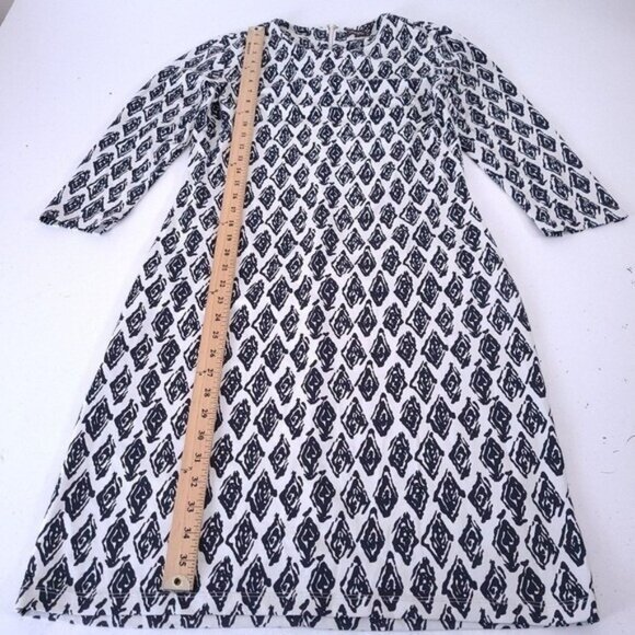 $168 J. McLaughlin Sophia Printed Catalina Cloth Dress Size M White Black - Picture 4 of 10
